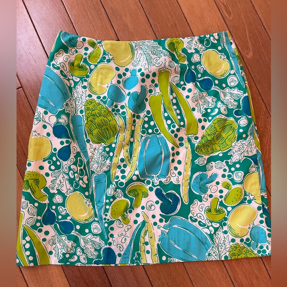 Lilly Pulitzer Steamed Vegetables Print Skirt NWT Size 6 Cotton Lined - Picture 2 of 11
